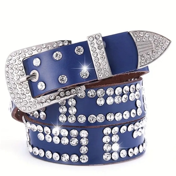 Unbranded Accessories - Western royal blue rhinestone leather belt NEW in package